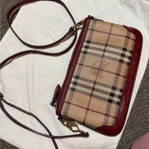 Burberry Beige and Burgundy Crossbody Bag